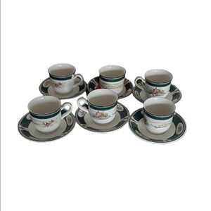 Vintage Noritake Keltcraft Ireland "Pursuit" 9170 Cups & Saucers Sets Of 6